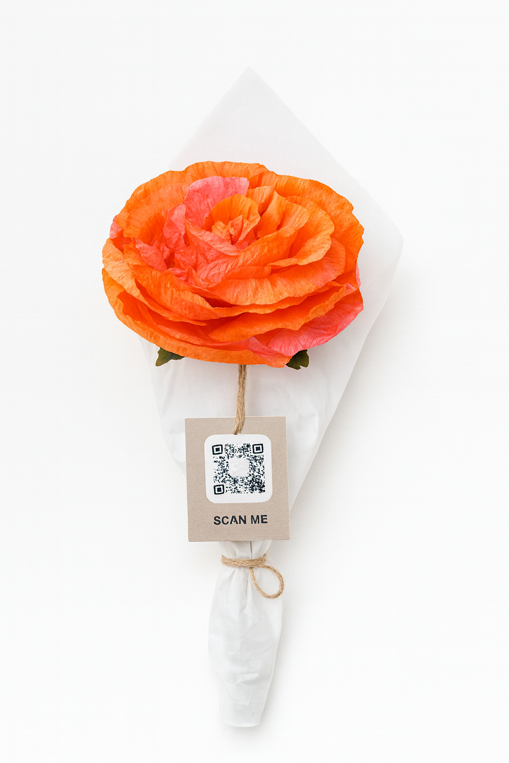 Rose and Word faux flower gift by AnyaJune with QR code message tag