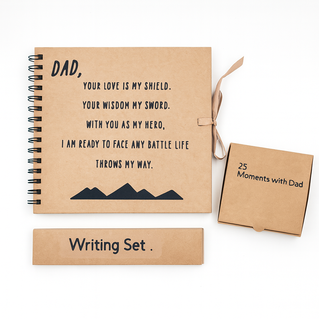 DIY scrapbook kit for Dad by AnyaJune with memory book, prompt cards and gift wrap kit