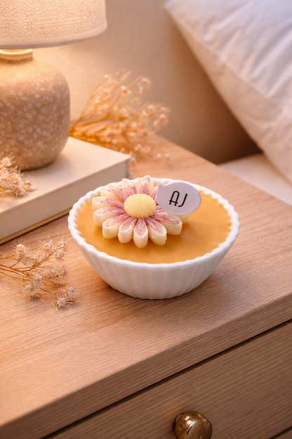 Pure Beeswax Daisy Candle Bowl | Choc Fudge & Honey Scent