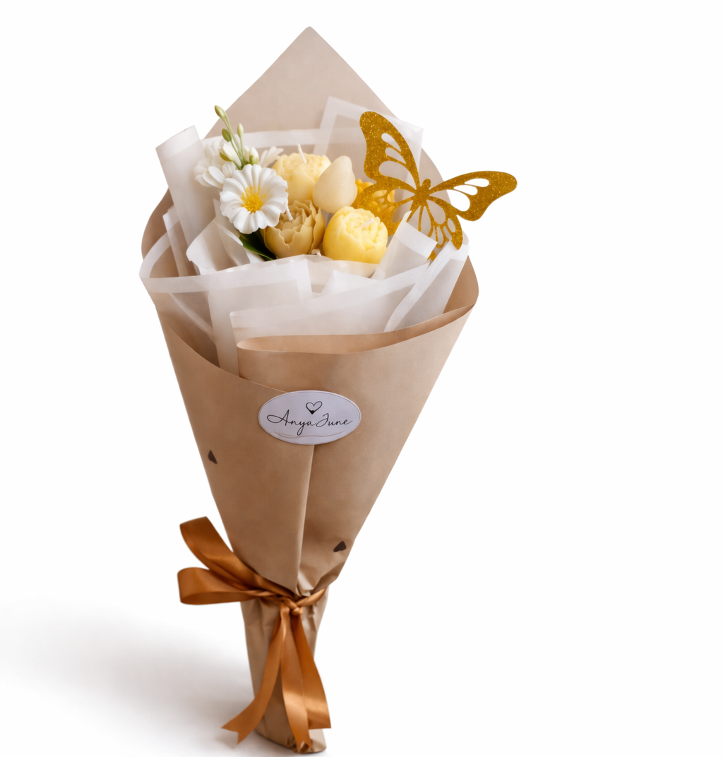 Cream Peony Candle Bouquet | Handmade Floral Candle Gift