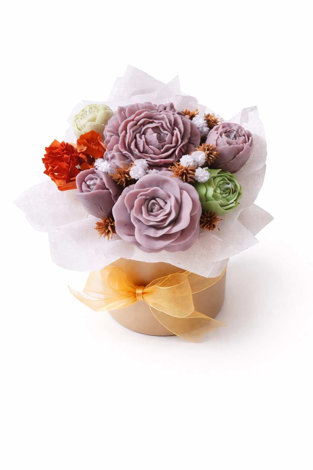 Peony Rose & Tulip Soy Candle Arrangement