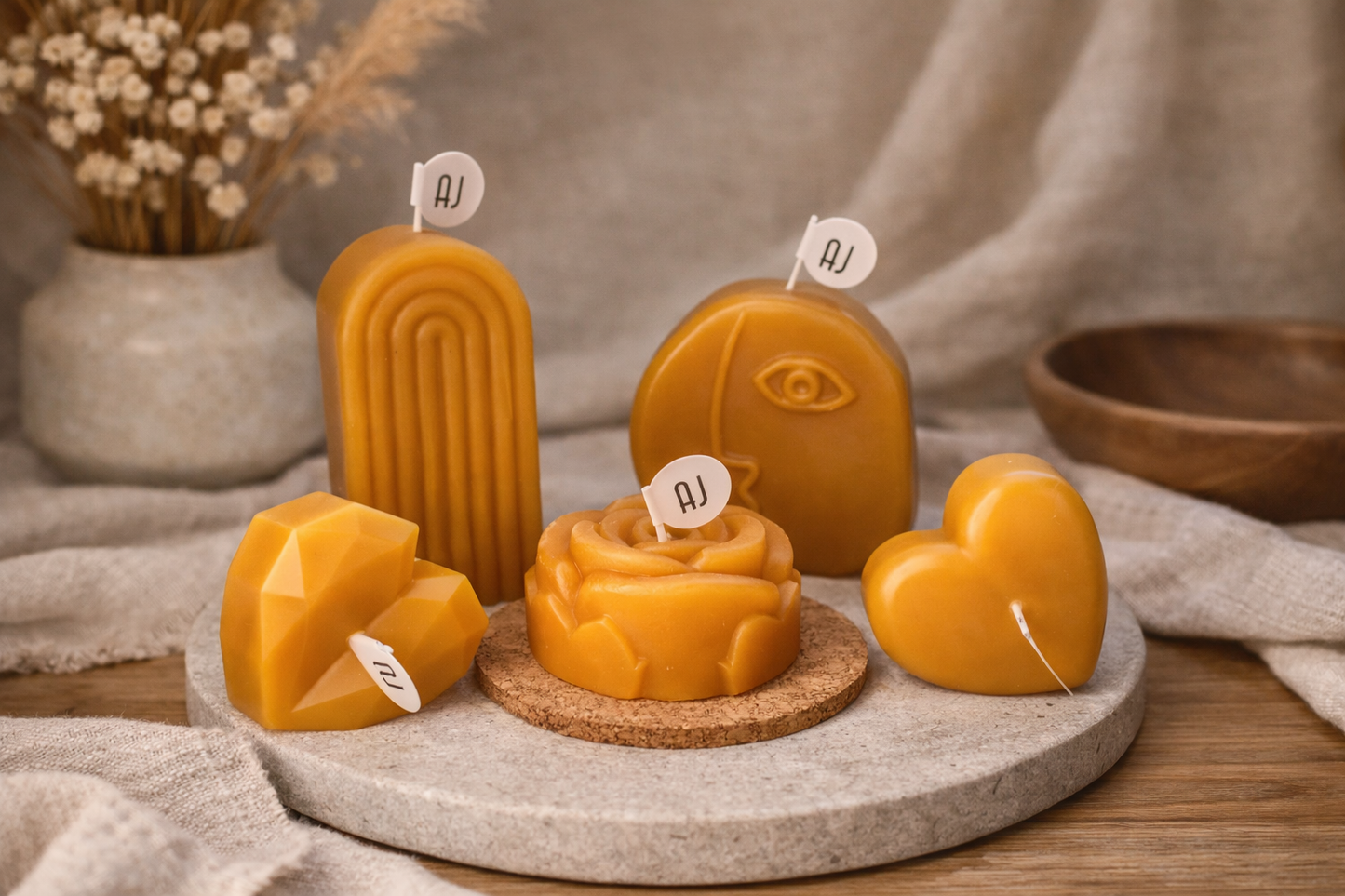Pure Beeswax Rose Candle