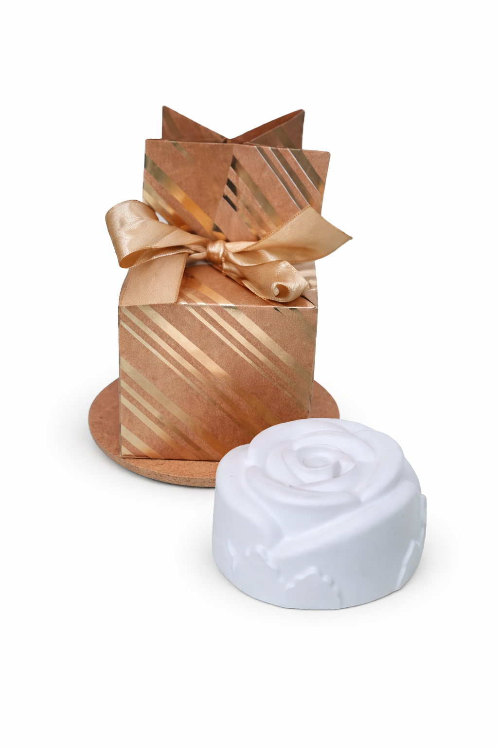 Gift boxed rose aroma diffuser stone with white rose stone in front