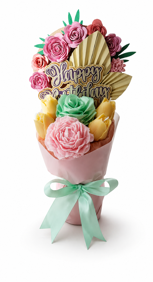 Birthday Candle Bouquet with Reusable Cake Topper