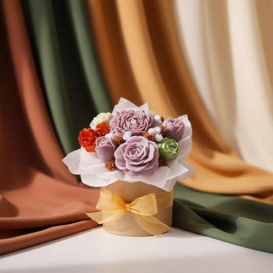 Peony Rose & Tulip Soy Candle Arrangement