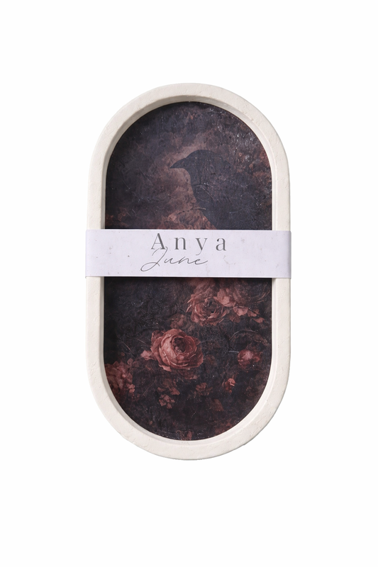 Moody Raven Floral Trinket Dish