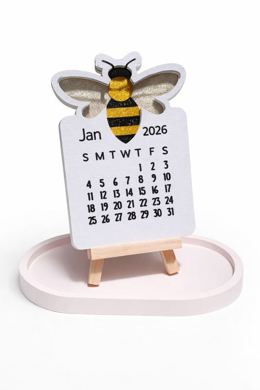 2026 bee mini desk calendar on wooden easel by AnyaJune