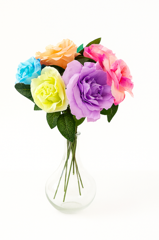 Handcrafted watercolor faux roses by AnyaJune in crepe paper