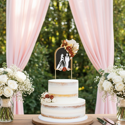 Large Wedding Cake Topper with Dried Florals